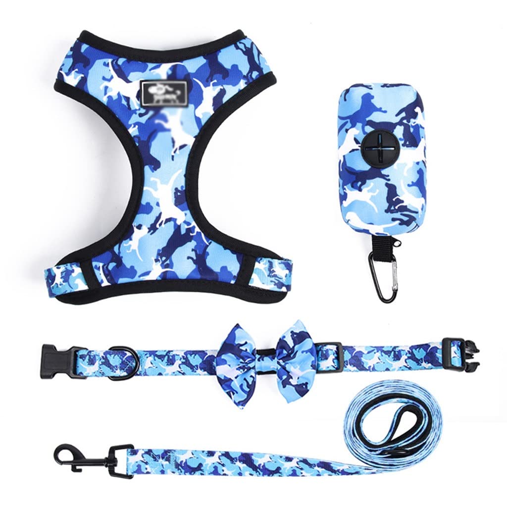 Camouflage Dog Harness Vest Leash and Collar Set for Small Dogs Adjustable Pet Chest Strap French Bulldog Supplies
