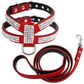Rhinestone Dog Harness Leather Puppy Cat Vest Leash Set for Small Medium Chihuahua Pug Yorkshire Pet Supplies