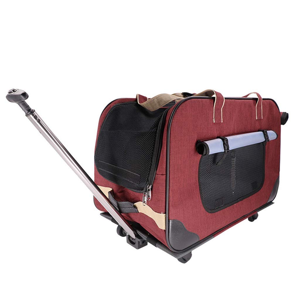 Pet Stroller Pet Trolley Case Pet Bag for Small Medium Dogs and Cats for 4 Wheels, and The Pet Supplies Pet Buggy Can Be Folded and Disassembled (Red Blue) (Color : Red)