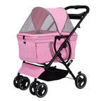 Pink Blue Dog Stroller pet Stroller Foldable for Small Medium Dogs and Cats pet Supplies Travel Outdoor Beach Dog Bike Trailer with Storage Basket Maximum (Pink)