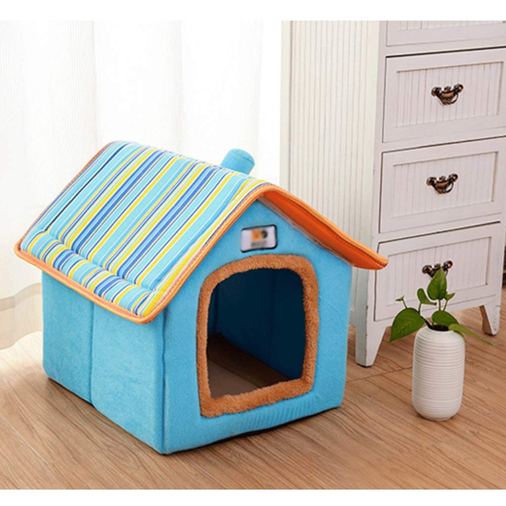 Pet Bed - Puppy Nest Detachable Pet Nest, Small Dog House Pet Supplies Cats Nest Villa(Blue)