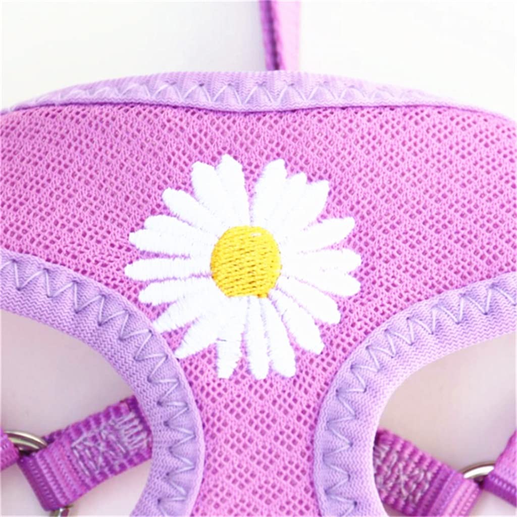Pet Vest with Flower Small Dog Harness and Leash Set Mesh Cushion Rope Supplies