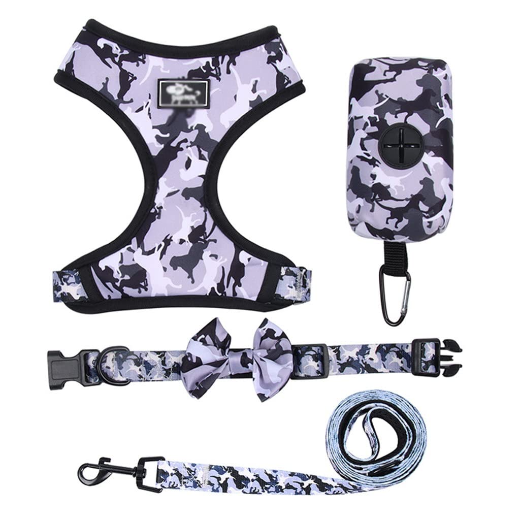 Camouflage Dog Harness Vest Leash and Collar Set for Small Dogs Adjustable Pet Chest Strap French Bulldog Supplies