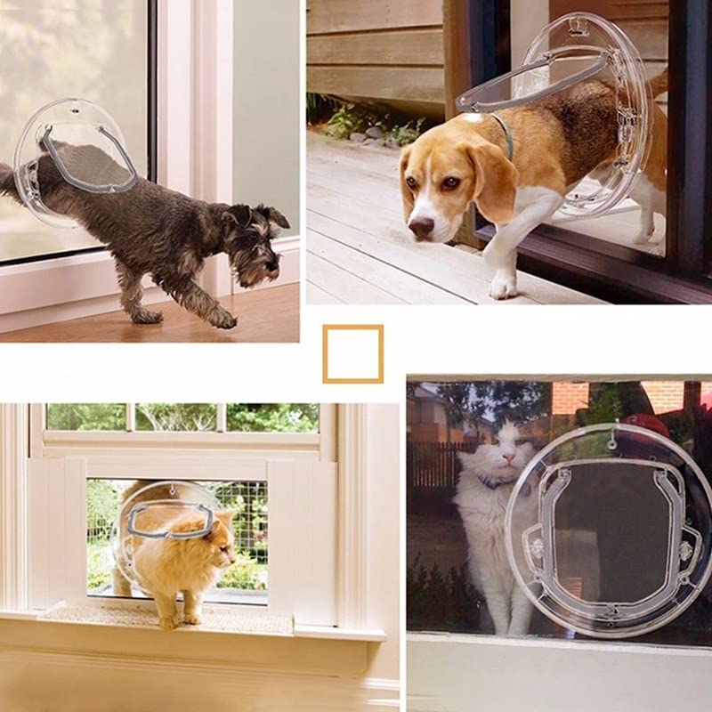 PC Pet Glass Door Cat Dog Flap Gate Supplies Home Animal