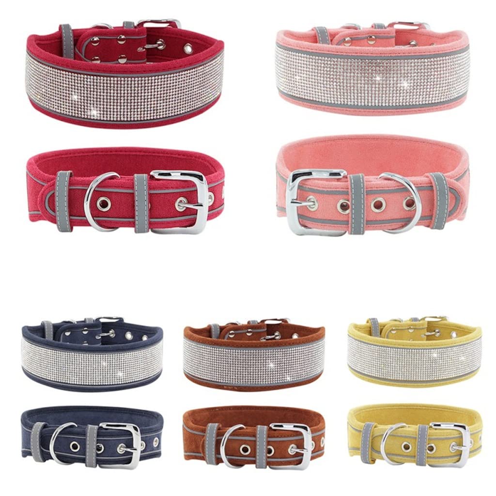 Pet Reflective Dog Collar Rhinestone Luxury Medium Large Accessories for Puppy Supplies
