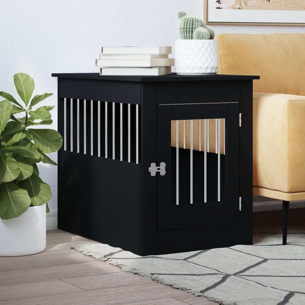 Crate Furniture Black 55x80x68 cm Engineered Wood,Outdoor Indoor Pet House,Home Shelter Pet Shelter Animals & Pet Supplies,Black,55 x 80 x 68 cm
