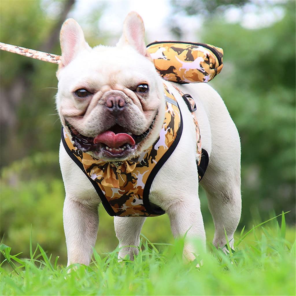 Camouflage Dog Harness Vest Leash and Collar Set for Small Dogs Adjustable Pet Chest Strap French Bulldog Supplies