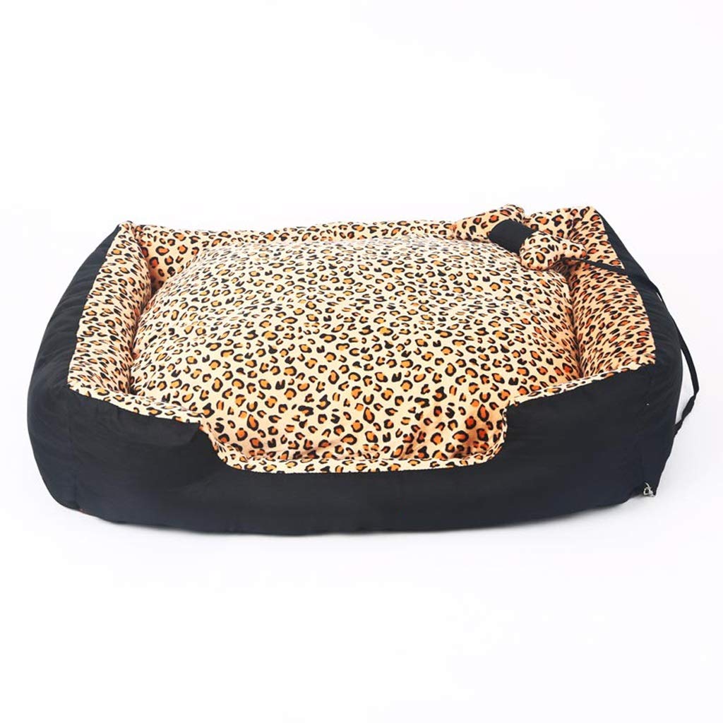 YYDS Pet Nest Leopard Autumn and Winter Warm Pet Nest Washable Pet Supplies Pet Beds (Size : XL-150 * 115 * 27CM)