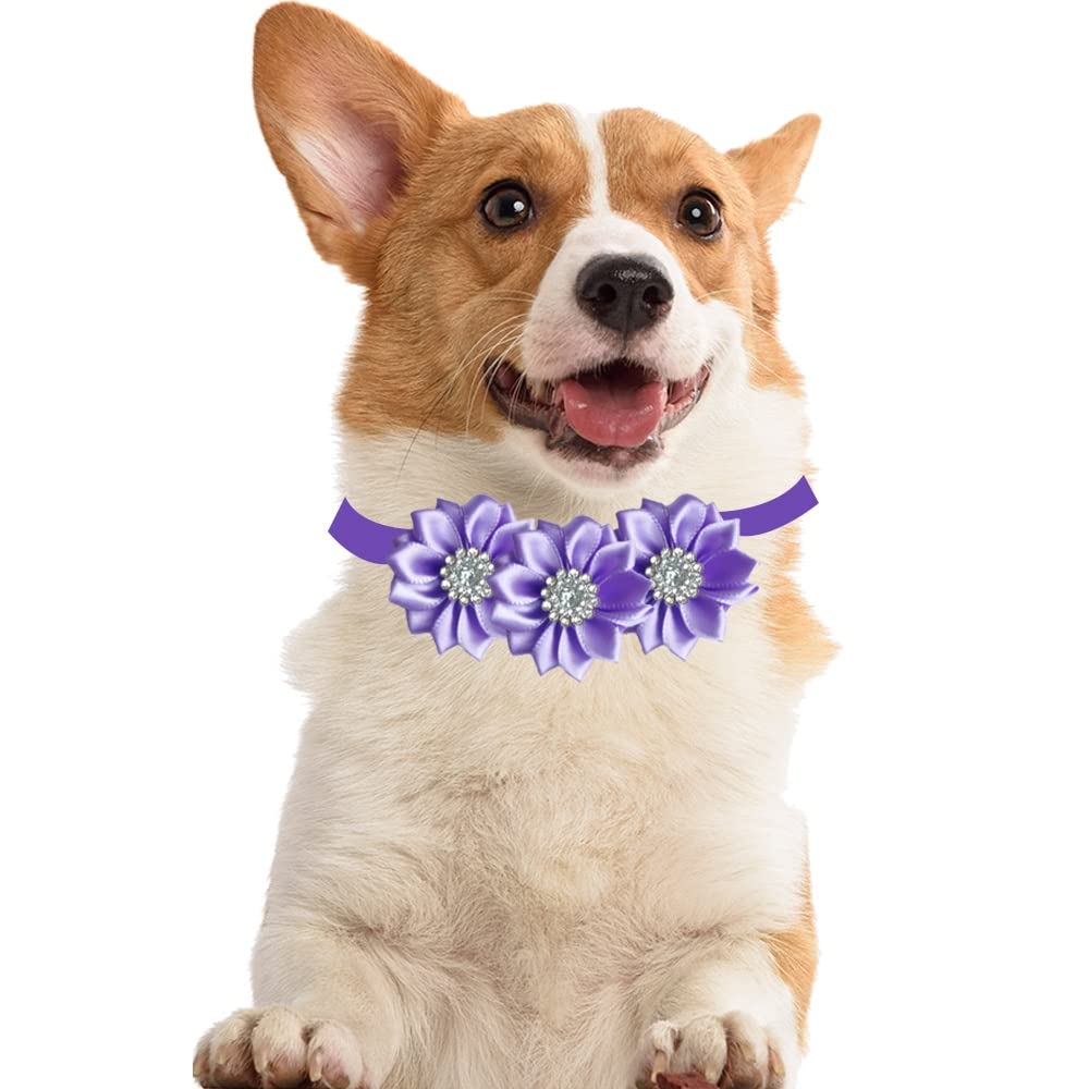 50/100pcs Dog Bow Tie Lots Flower Collar Diamod Accessories Small Dogs Cat Puppy Bowtie Bowties Pet Supplies