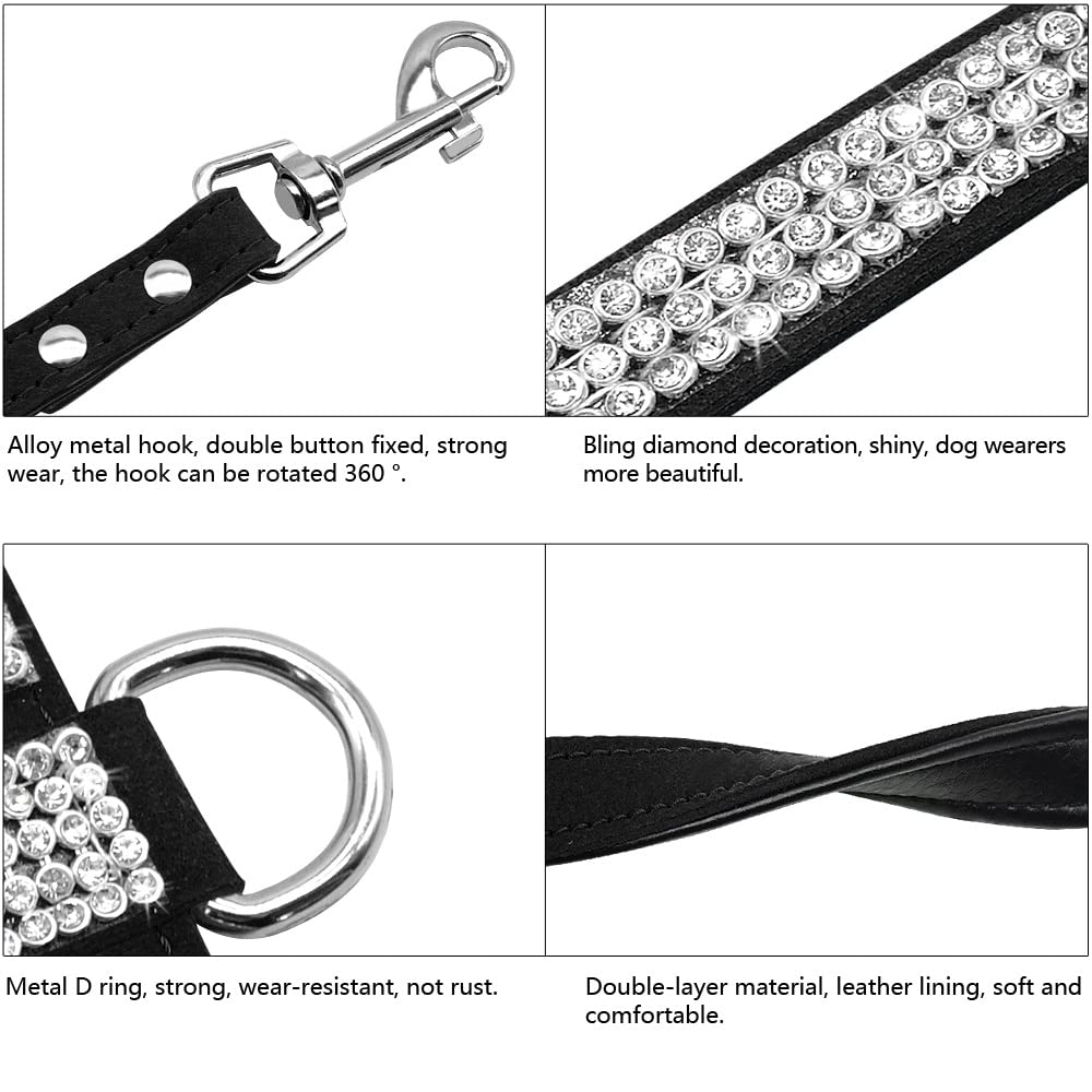 Rhinestone Dog Harness Leather Puppy Cat Harness Vest Leash Set for Small Medium Dog Chihuahua Pug Yorkshire Pet Supplies