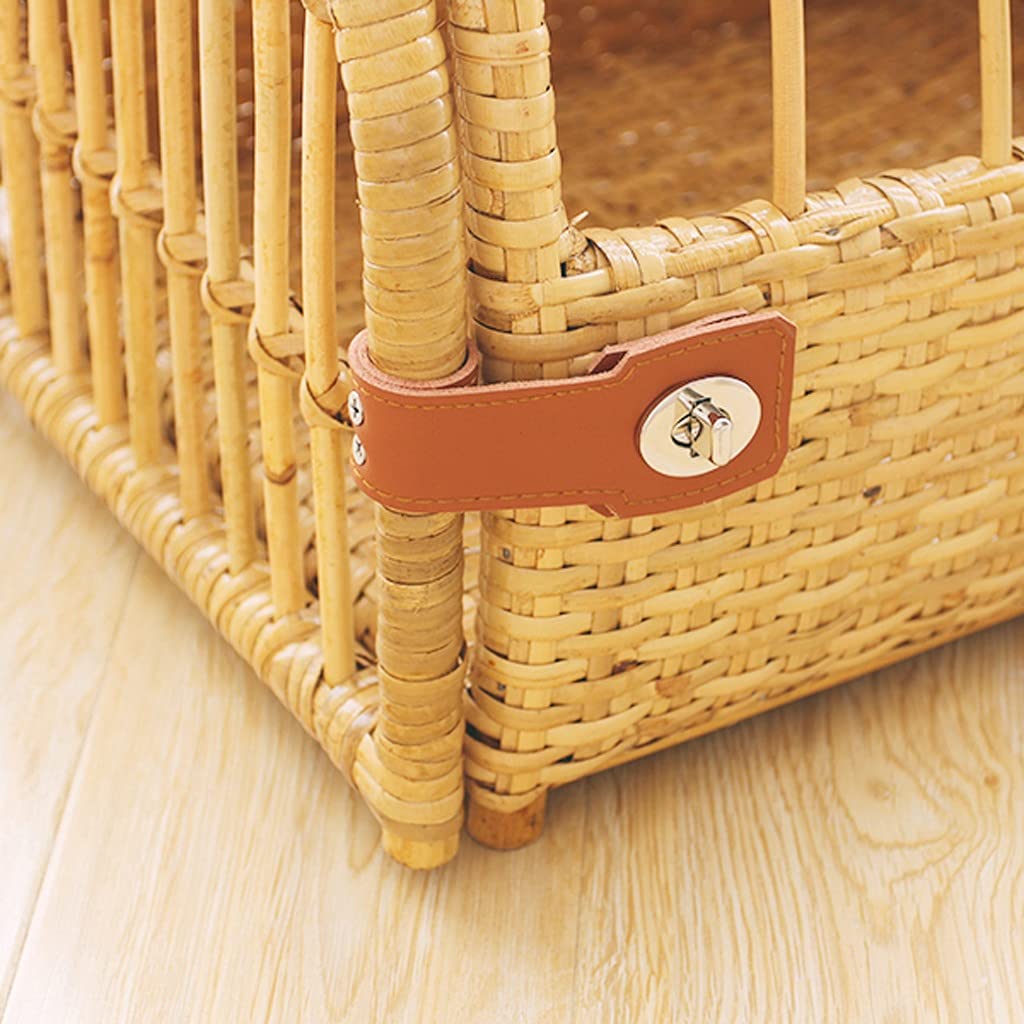 YYDS Pet Carry Bag Handmade Pet Backpack, Natural Rattan Woven and Breathable Cat Bag, Universal for All Seasons, Portable Outing Bag for Pet Supplies Pet Supplies (Color : A)