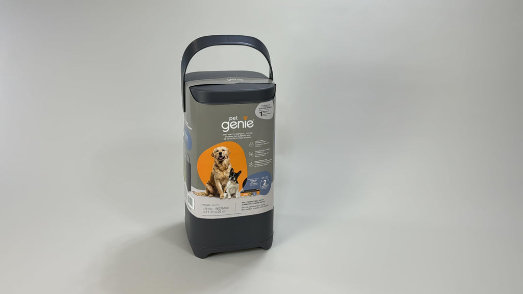 Ultimat Pet Genie Waste Management Kit - Tall & Portable Scoops, 1 Year Supply of Pet Genie Refills, Bag Dispenser, Powerful Cordless Pressure Washer, 10 Eco Waste Bags for Pet Waste. All-in-One.