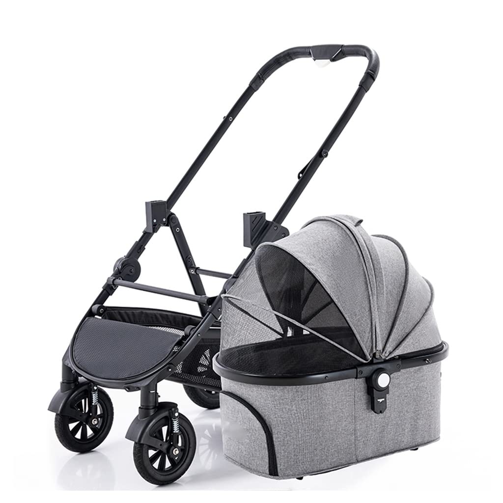 Foldable Dog Stroller 4 Wheels Pet Stroller for Small Medium Dogs Cats Puppy Buggy with Detachable Stand Pet Supplies Up to 25kg Pink