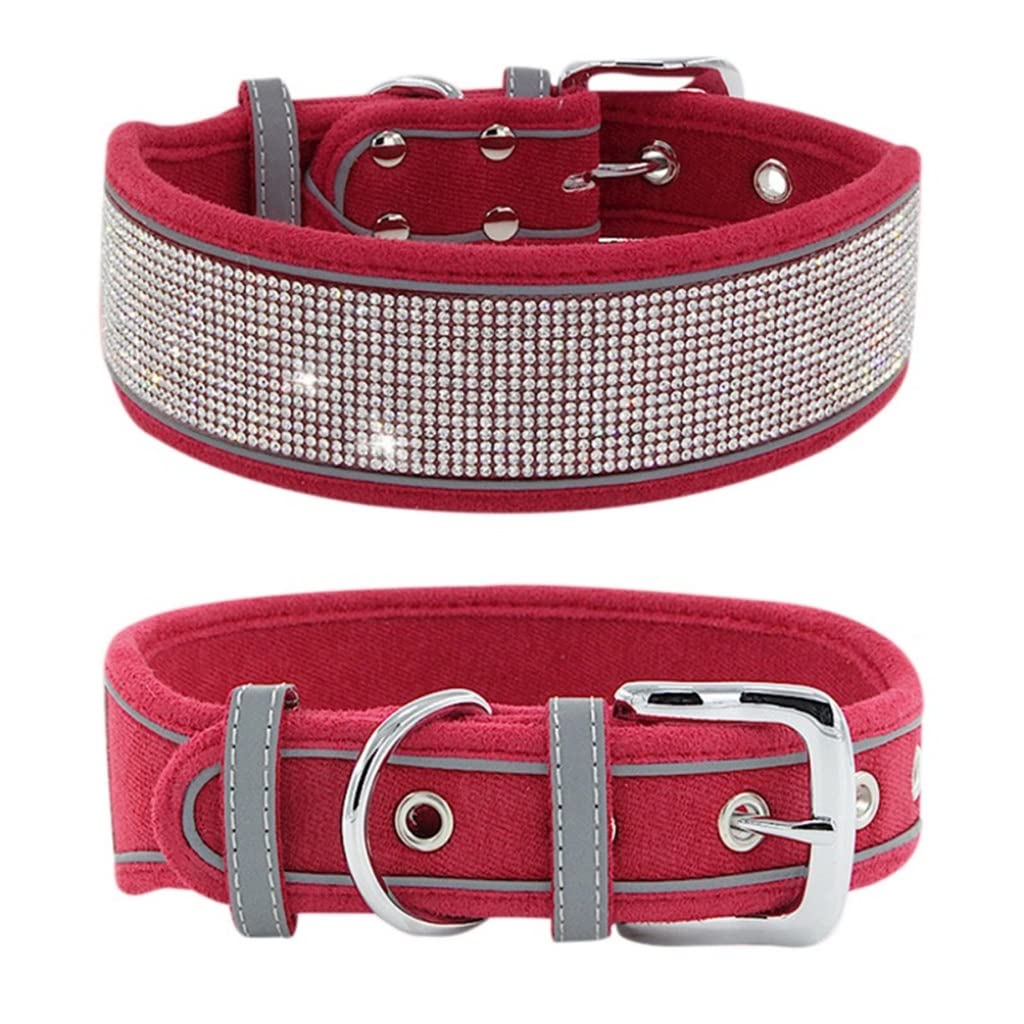 Pet Reflective Dog Collar Rhinestone Luxury Medium Large Accessories for Puppy Supplies