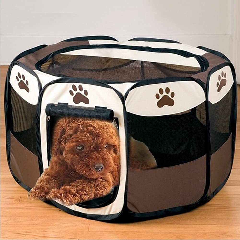 Oxford Foldable Waterproof Pet Tent Dog Cats Fence Dog House Cage Puppy Kennel Camping Fence Dog Cats Playing Bed Pet Supplies (Color : B) (A)