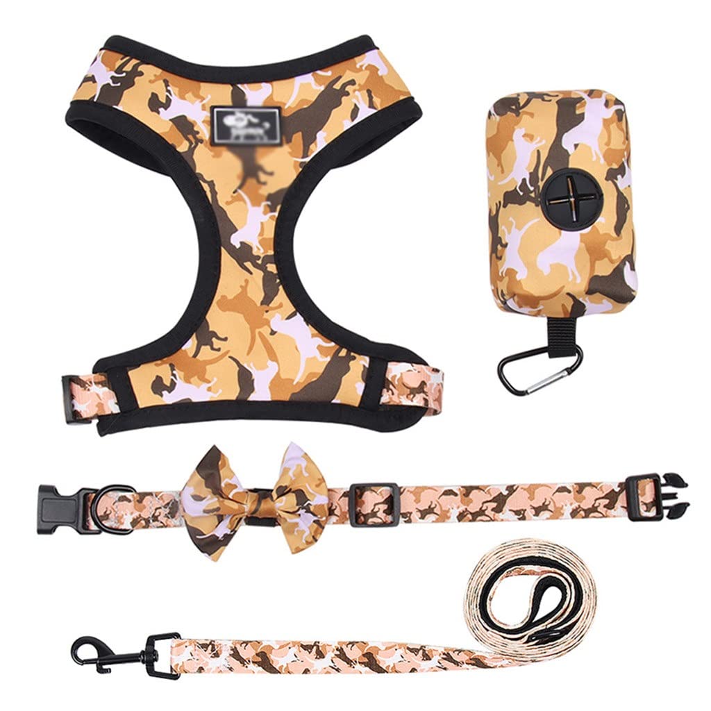Camouflage Dog Harness Vest Leash and Collar Set for Small Dogs Adjustable Pet Chest Strap French Bulldog Supplies