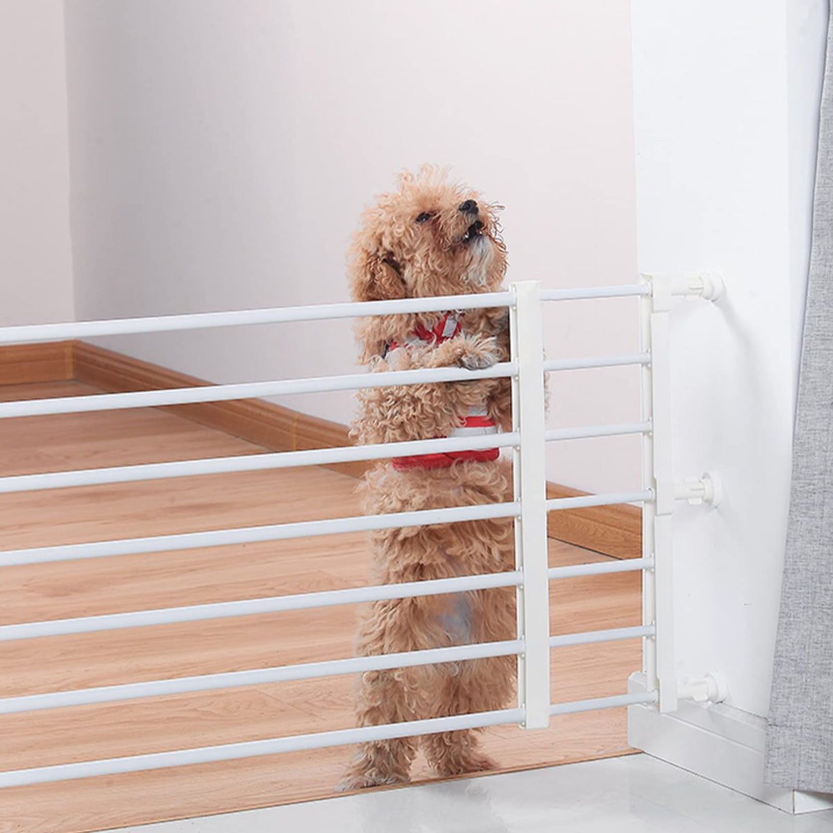 Pet Dog Gate for Indoor and Outdoor Retractable Isolation Door NO Drilling Adjust Size Supplies
