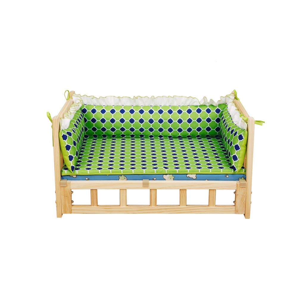 Solid Wood Pet Bed Kennel Dog Bed Removable and Washable Kennel Pet Cat Litter Large and Medium-Sized Dog Supplies Away from Moisture Not Easy to Deform (A 60x38x42cm)