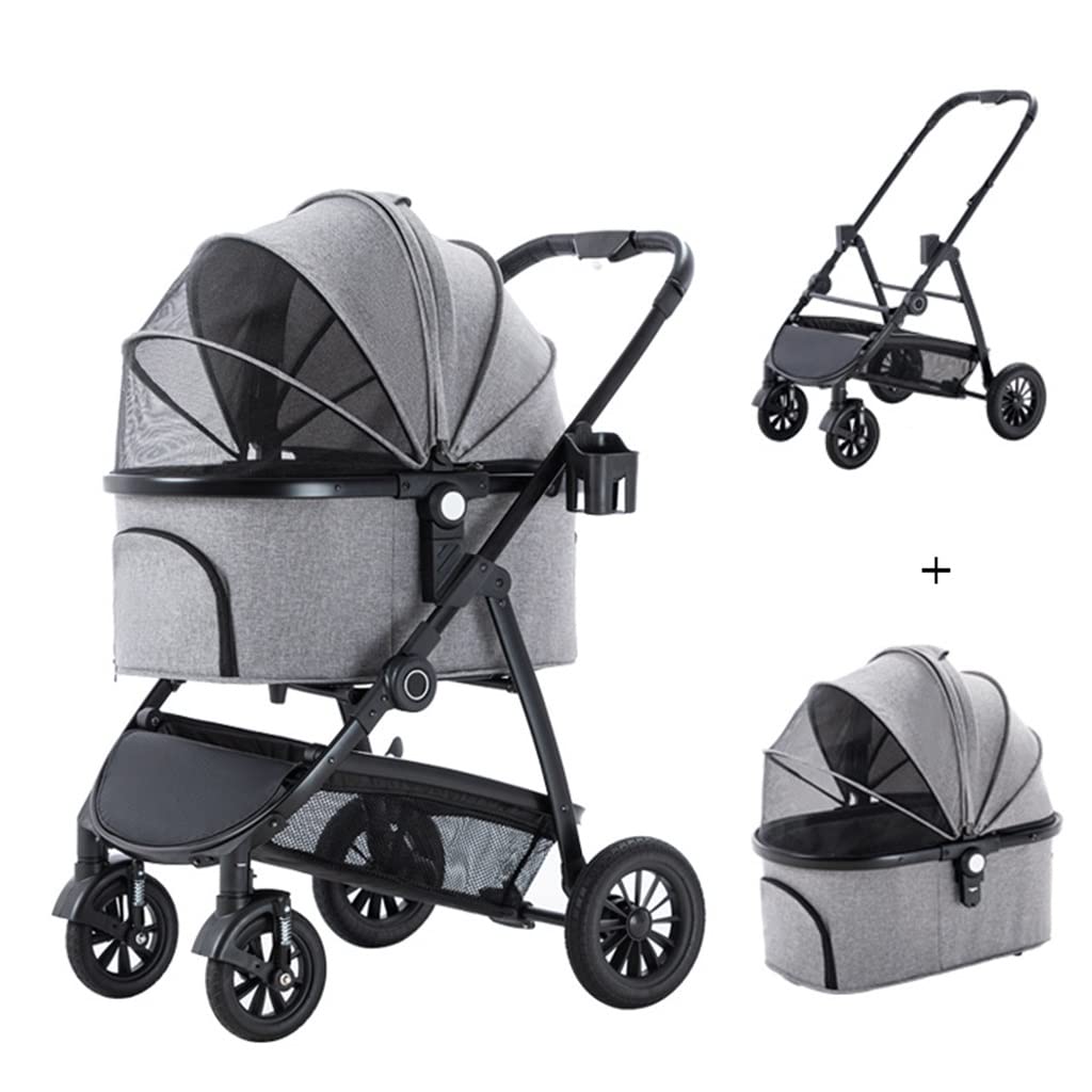 Foldable Dog Stroller 4 Wheels Pet Stroller for Small Medium Dogs Cats Puppy Buggy with Detachable Stand Pet Supplies Up to 25kg Pink