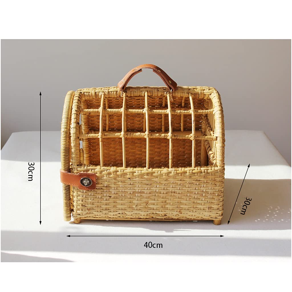 YYDS Pet Carry Bag Handmade Pet Backpack, Natural Rattan Woven and Breathable Cat Bag, Universal for All Seasons, Portable Outing Bag for Pet Supplies Pet Supplies (Color : A)
