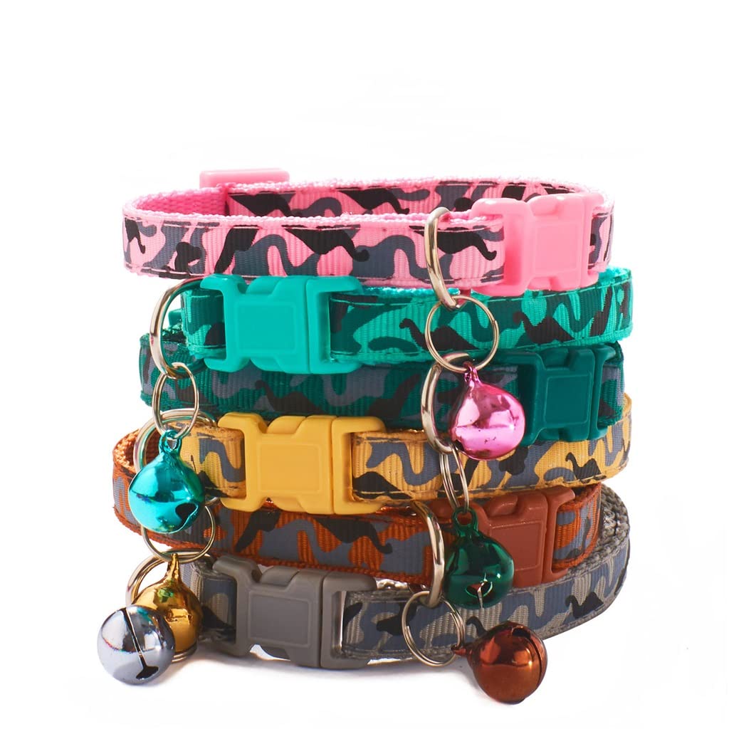 Pet Collar Camouflage Pattern Adjustable with Bell Dog Polyester Supplies