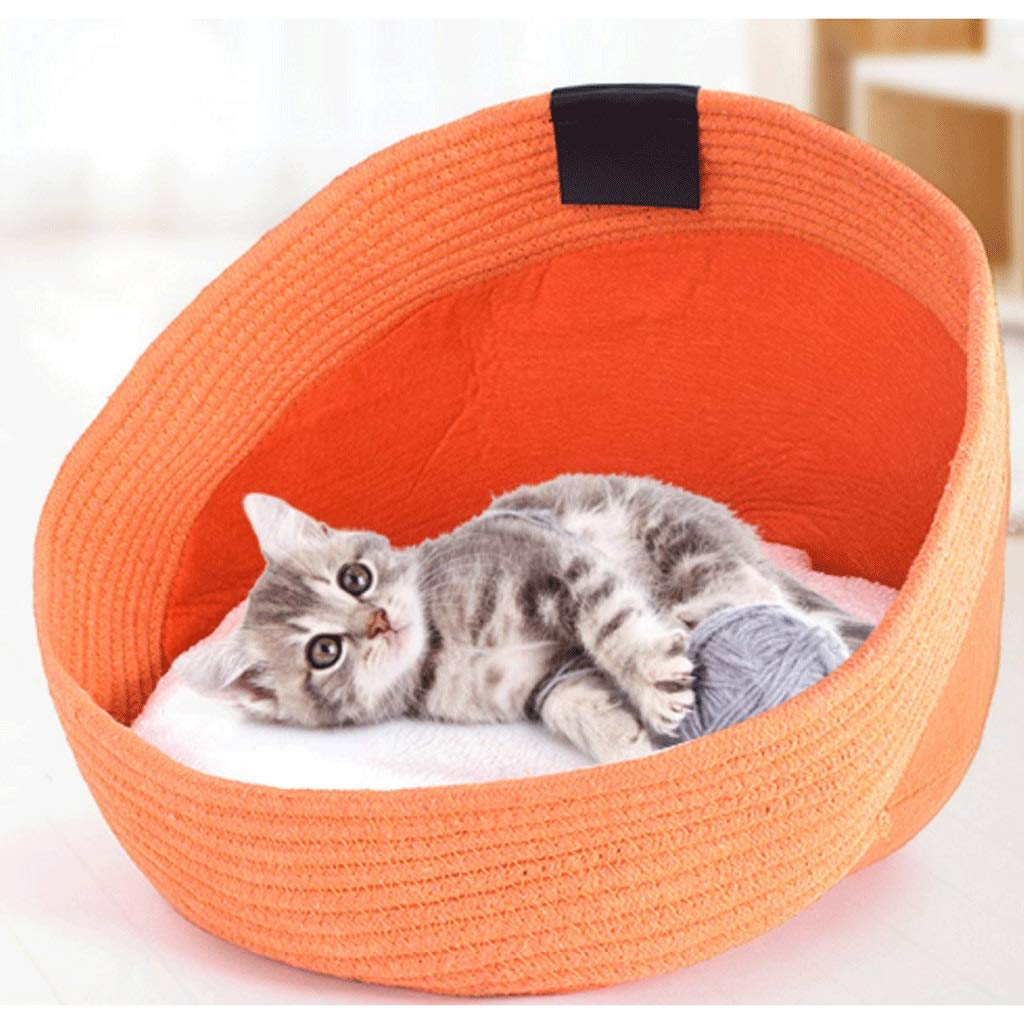 Pet Bed- Pet Supplies Cotton Rope Pet Weaving Nest Autumn and Winter Warm Pet Bed Pet Nest(Gray)