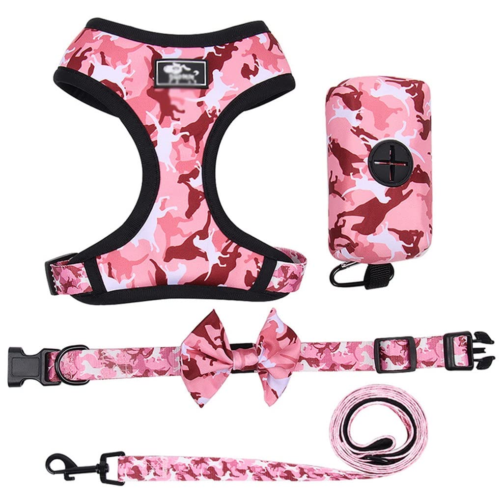 Camouflage Dog Harness Vest Leash and Collar Set for Small Dogs Adjustable Pet Chest Strap French Bulldog Supplies