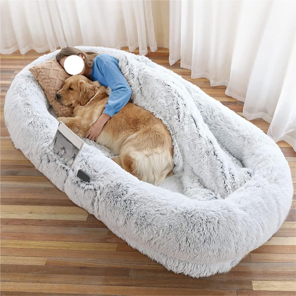 TOWINE Pet Bed Creative Kennel Winter Warm Removable and Washable Large Sponge Mat Human Sleeping Mat Pet Supplies Dog Bed Dog Sofa (Color : Light Gray, Size : 165 * 100 * 25cm)
