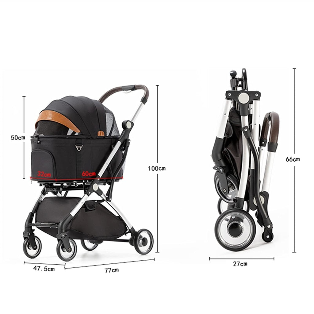 Premium Pet Stroller for Cats Dogs, Pet Strollers for Small Medium Dogs Separable Dog Pram Stroller Buggy Pushchairs Lightweight Folding Pet Stroller 4 Wheel Travel Supplies (Color : Grey)