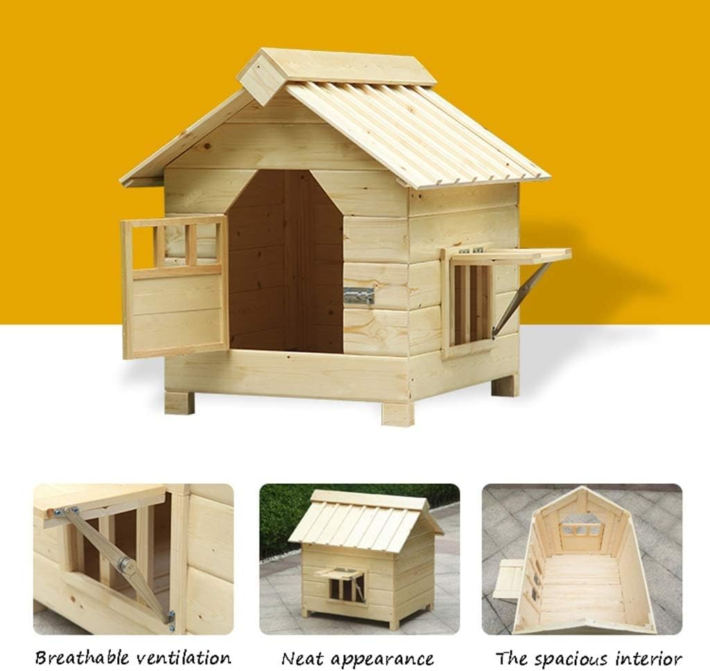 Wooden House Outdoor Cartoon Pet Cage Indoor Pet Supplies Small and Medium-Sized Storage Box Pet House,One Color-Small