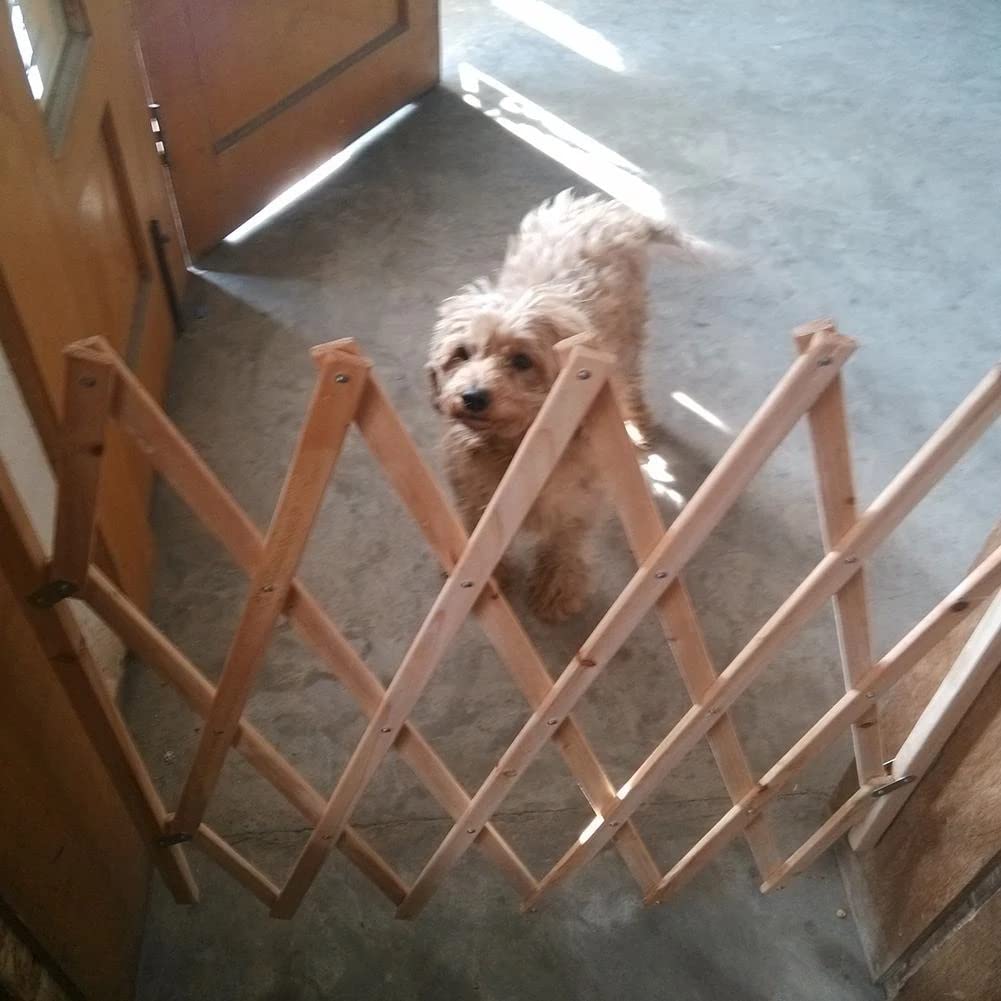 Protection Stretchable Pet Dog Gate Fence Wooden Safety Adjustable for Supplies Sliding Door