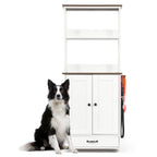 Pet Feeding Station with Pull Out Bowls, Adjustable Shelves, Enclosed Cabinet, Side Hooks, Anti Tip Kit, Raised Feeder Furniture for Dogs Cats, Organizer Storage Rack, Water Food Supply Stand