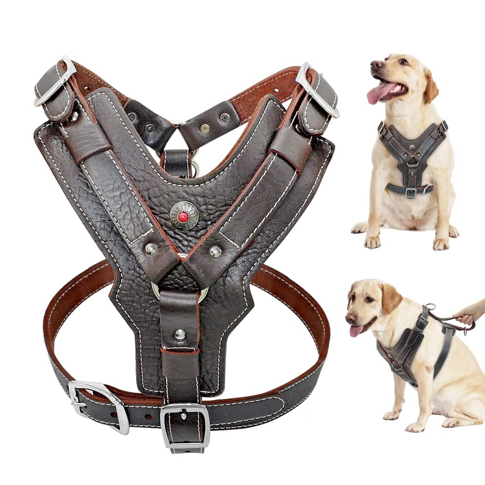 Large Dogs Leather Harness Adjustable Dog Vest Harnesses Quick Control with Handle Pet Supplies for Labrador