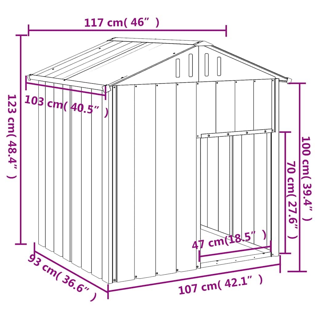 Dog House with Roof, Pet Shelter Houses Puppy of Supply Shed, Light Grey 46.1"x40.6"x48.4" Galvanised Steel,-466