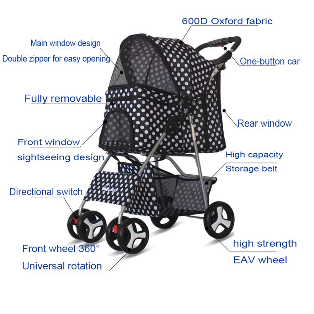 Pet Travel Stroller Washable Pet Stroller Fold Light Dog Cart Portable Pet Cart Small and Medium Cats and Dogs Pet Supplies 5 (1)