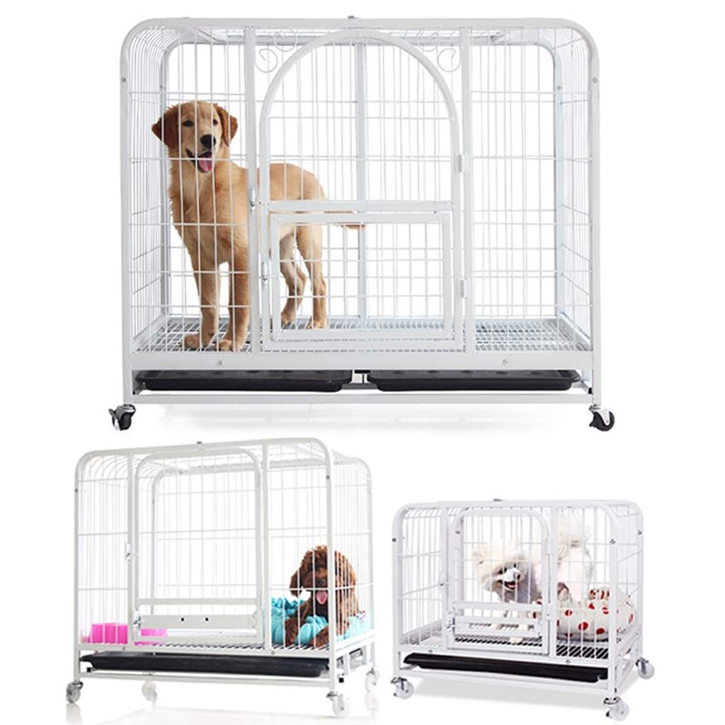 NYKK Dog cage Kennel Dog Cage Cat Cage Square Tube Dog Cage Pet Dog Cage Dog House Rabbit Cage Supplies White with Skylight Dog cage Kit Cage Kennel (Size : S)