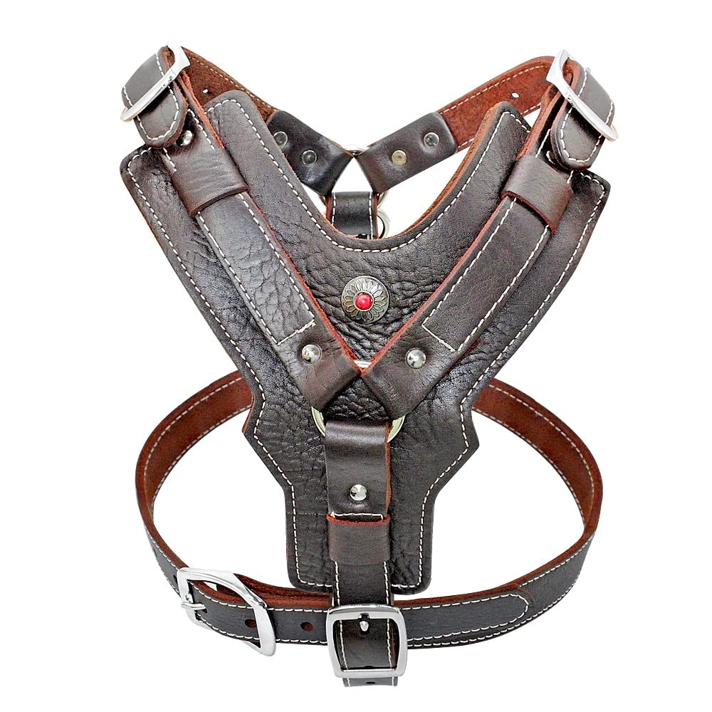 Large Dogs Leather Harness Adjustable Dog Vest Harnesses Quick Control with Handle Pet Supplies for Labrador