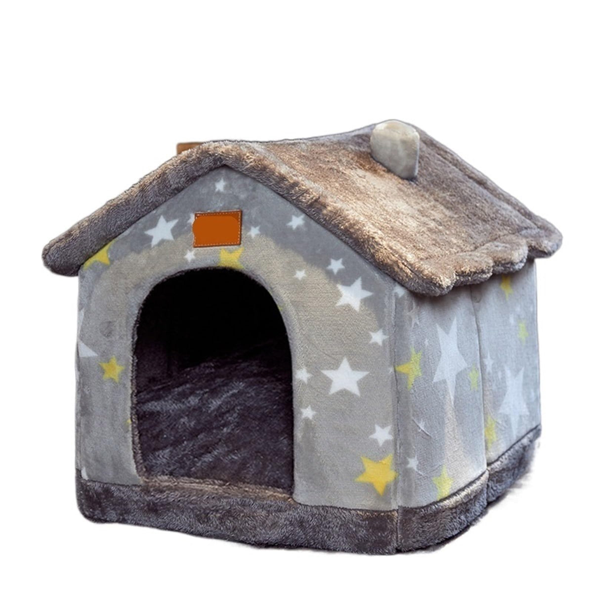 Pet Beds Dog House Dog Bed Pet Winter Small and Dogs Pet Supplies Puppy Cave Sofa (Color : Grey Stars, Size : M 48x40x39cm) (Grey Stars S 43x36x34cm)