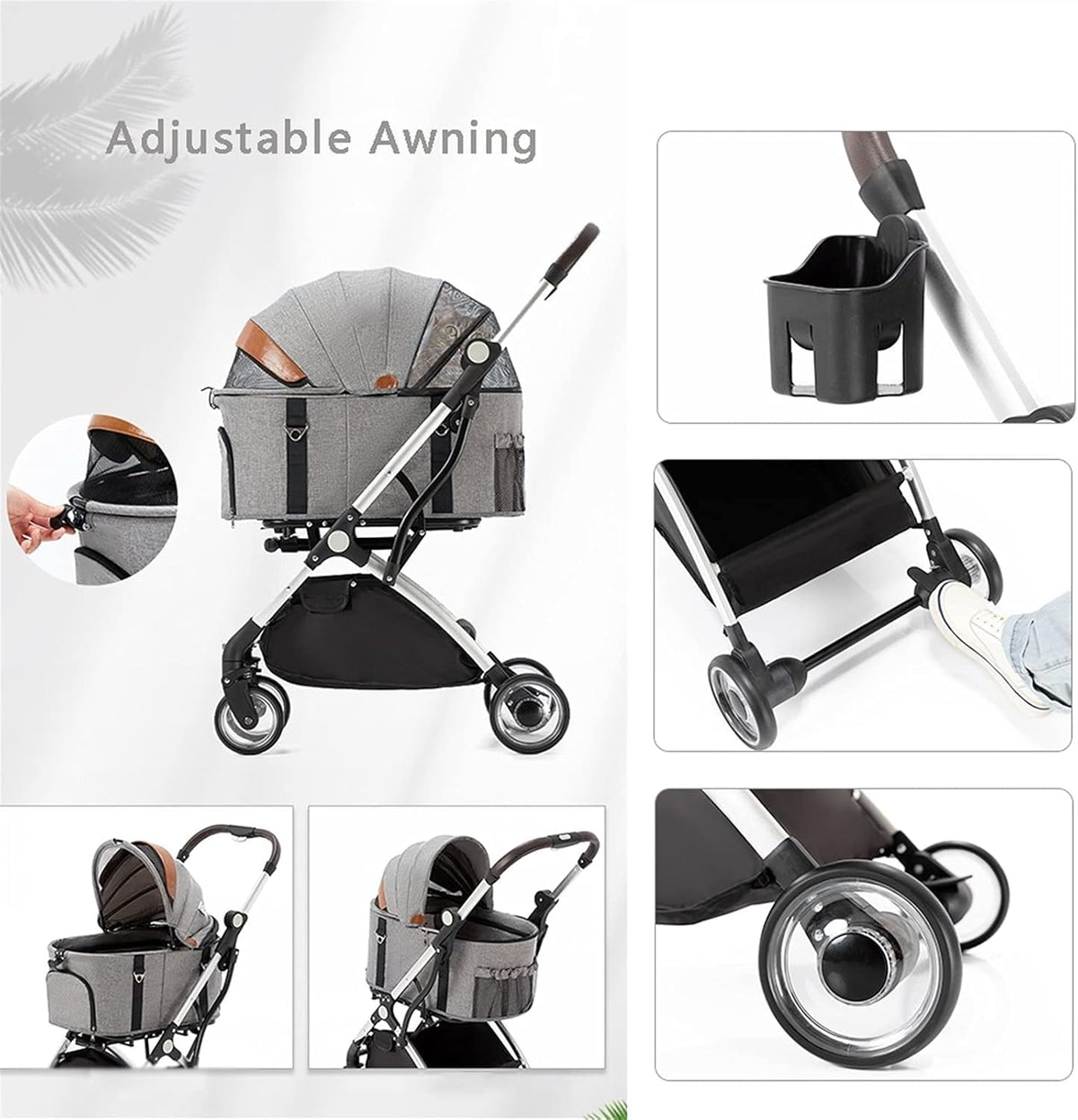 Premium Pet Stroller for Cats Dogs, Pet Strollers for Small Medium Dogs Separable Dog Pram Stroller Buggy Pushchairs Lightweight Folding Pet Stroller 4 Wheel Travel Supplies(Black)