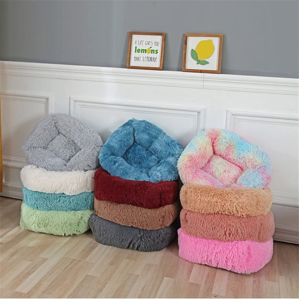 Pet Bed Kennel Dog Square Winter Warm Sleeping Bag Long Plush Puppy Cushion Mat Portable Supplies 46/50/60cm