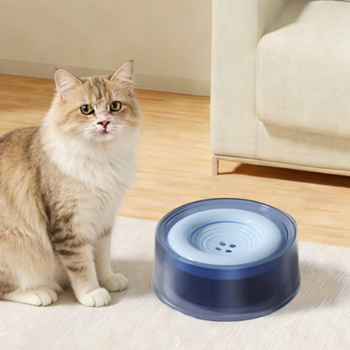 Bowl Dog Water Container Pet Waterer Disk with Buoyant Plate and Stable Base Polypropylene Long Supply Suitable for Home use car Travel Crate Areas pet Sitting, Blue