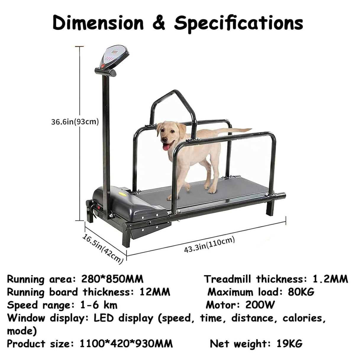 Dog Running Training Machine, Pet Treadmill Indoor Exercise Dog Treadmill Animal Supplies, Small Dog Treadmill Exercise Equipment for Yard House Indoor, 176lb Bearing Weight