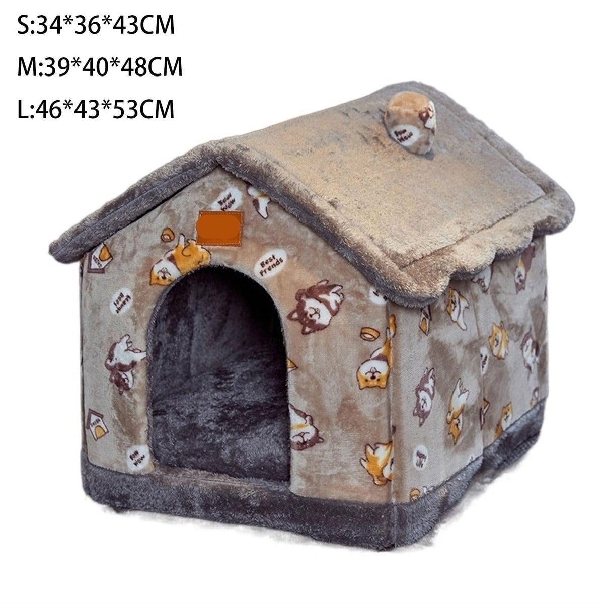 Pet Beds Dog House Dog Bed Pet Winter Small and Dogs Pet Supplies Puppy Cave Sofa (Color : Grey Stars, Size : M 48x40x39cm) (Grey Stars S 43x36x34cm)