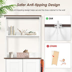 Pet Feeding Station with Pull Out Bowls, Adjustable Shelves, Enclosed Cabinet, Side Hooks, Anti Tip Kit, Raised Feeder Furniture for Dogs Cats, Organizer Storage Rack, Water Food Supply Stand