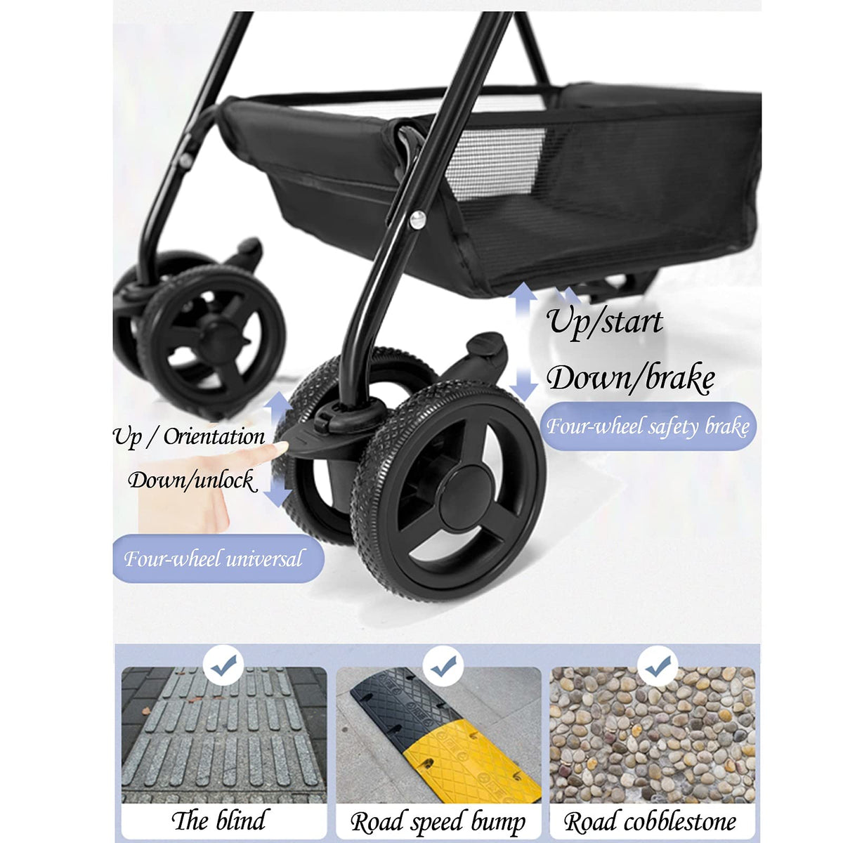 Pink pet Stroller Foldable for Small Medium Dogs and Cats 4 Wheel pet Supplies Dog Buggy Travel Outdoor Beach Dog Pushchair Bike Trailer Maximum Load 20kg