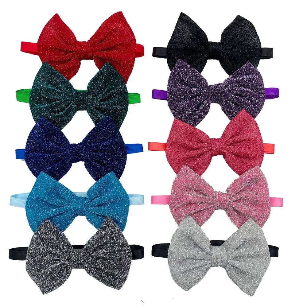 50/100pcs Dog Bow Tie Bling Neckties Supplies Small Middle Large Bowties Adjustable Collar Pet Products Accessories