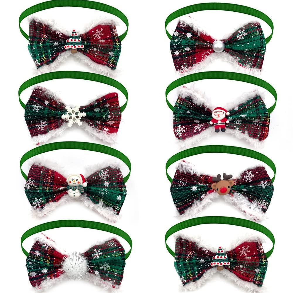 50pcs Christmas Dog Bowties Snowman Pet Supplies Collar Bow Neckties Small Dogs Ties Grooming Accessories