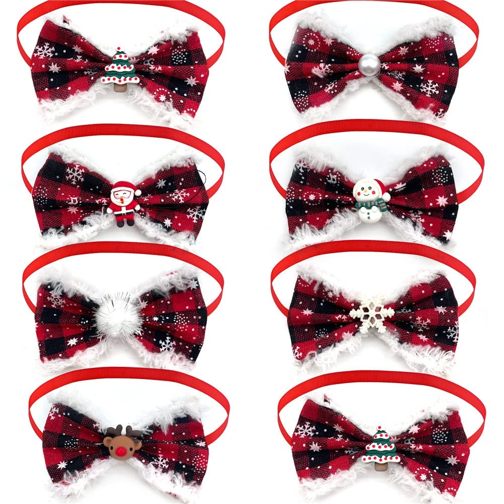 50pcs Christmas Dog Bowties Snowman Pet Supplies Collar Bow Neckties Small Dogs Ties Grooming Accessories