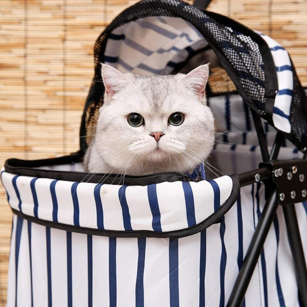 Dog Pram Folding Pet Trolley Hyena Cat Dog and Cat Travel Supplies Travel (White 64 * 50 * 22cm)