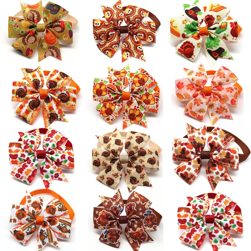 50 Fall Pet Supplies Dog Bandana Thanksgiving Bows Small Bowtie Neckties Collar Accessoreis Hair